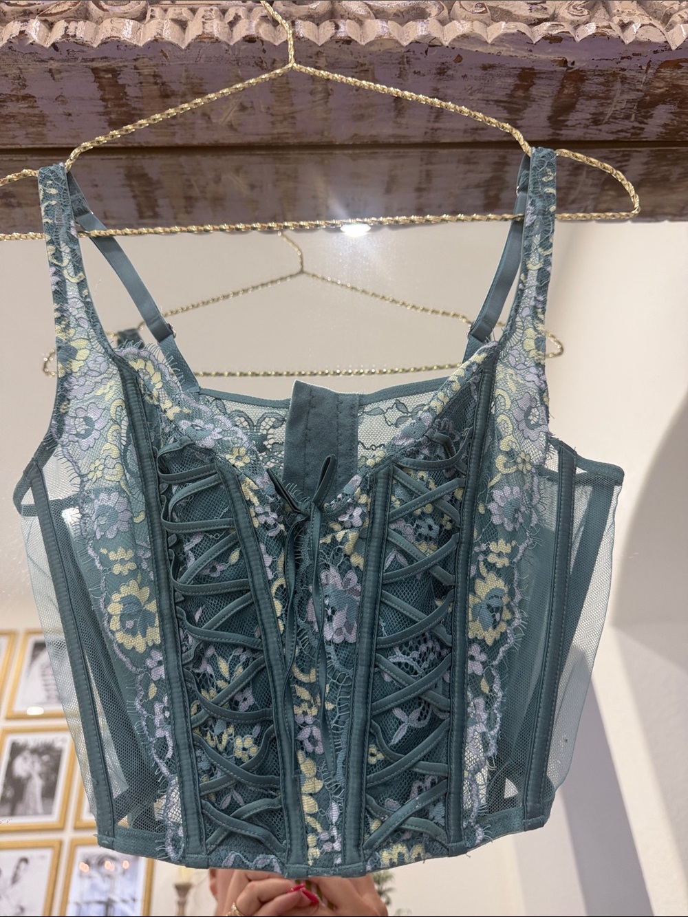 Victoria's Secret Teal Lace Corset Top - Picture 1 of 3